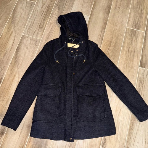 Zara blue jacket coat with boucle texture and corduroy look like new