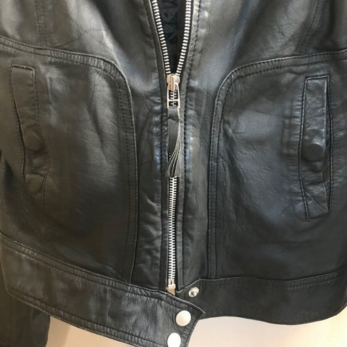 Leather bomber jacket black TRF Zara used, size L