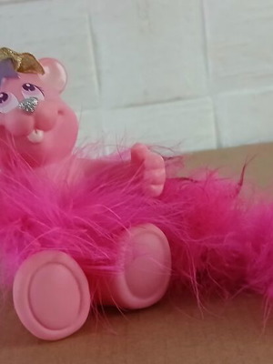 Fluffy Surprise Bear vintage παιχνίδι μεταχειρισμένο, ροζ, μοντέλο 1998