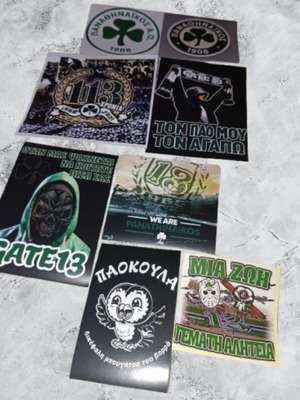 Panathinaikos stickers used, pack of 8 pieces