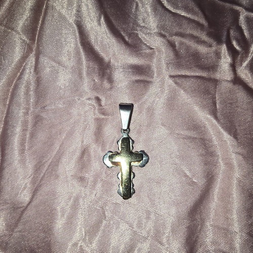 Bicolor Byzantine Steel Cross Pendant used, gold and silver