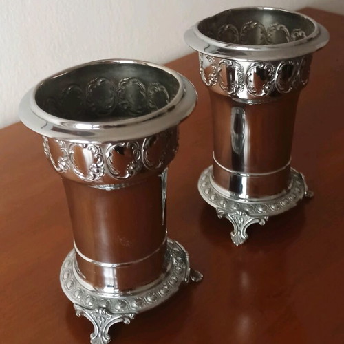 Art Nouveau vase set Argentor Werke Vienna used, vintage 1960