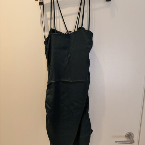 Zara satin mini dress dark green size XS-S like new