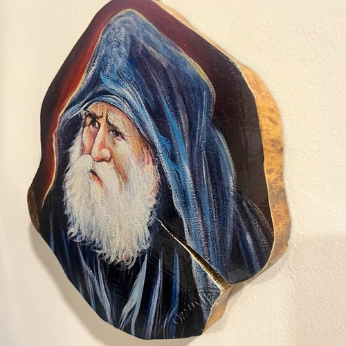 Saint Paisios image new, acacia wood with clear varnish