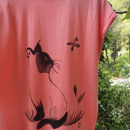 T-Shirt Handpainted Dream Urban Classics like new, black and pink, size M