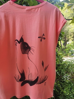 T-Shirt Handpainted Dream Urban Classics like new, black and pink, size M