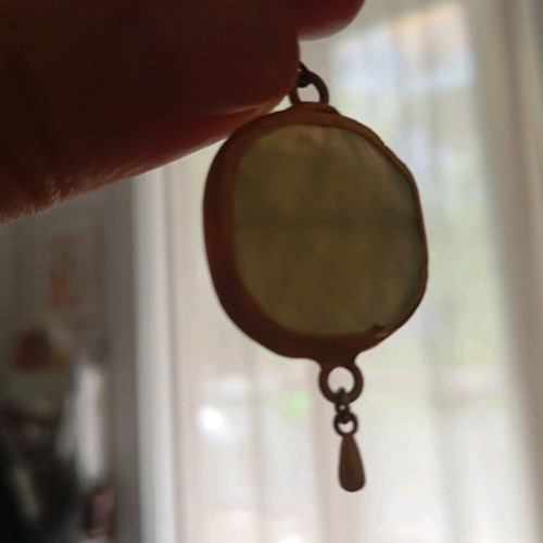 Byzantine earrings used, light gray-green, handmade