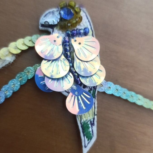 Blue Parrot with Sequins Used, Decorative Craft Element