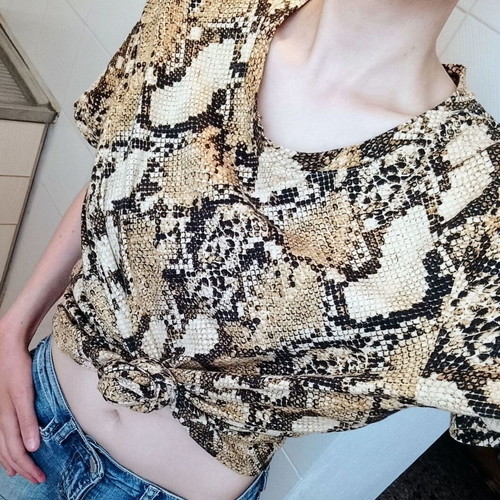 Snake Print T-shirt like new, size S, black and beige