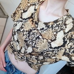 Snake Print T-shirt like new, size S, black and beige
