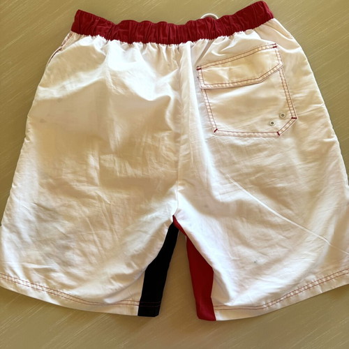 Men's Swim Shorts Large white/red with graffiti prints, like new