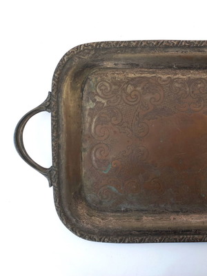 Antique silver-plated tray used with handles