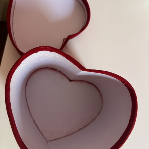 Red velvet heart-shaped box