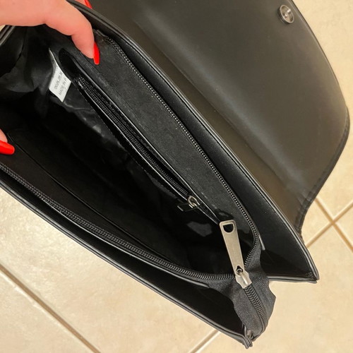 Black shoulder bag used with silver chain and croco texture