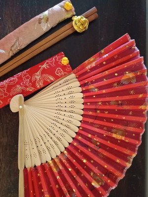 Vintage βεντάλια και στικ σε άριστη κατάσταση