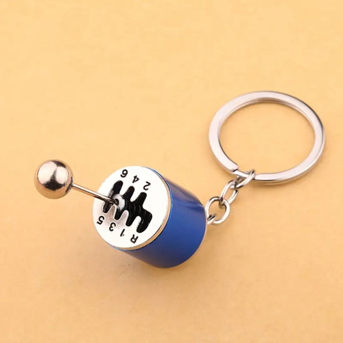 Blue gear shift lever keychain