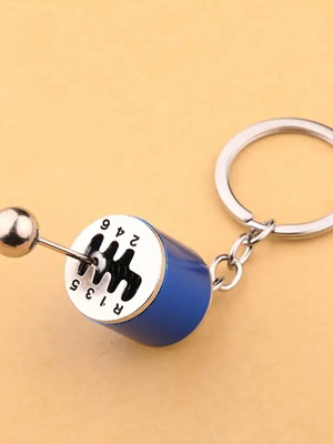 Blue gear shift lever keychain
