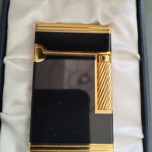 Vintage German Colton Prestige Gold Plated & Enamel Gas Lighter a la Davidoff like new