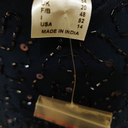 Maxi blue dress embroidered with sequins and beads, size 44, new