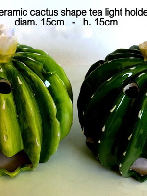 Ceramic cactus-shaped candle diffusers like new, set of 2