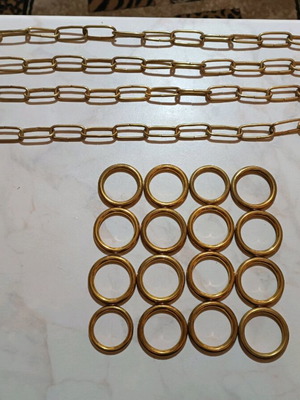Gold-plated rings and chains used, set of 23 pieces