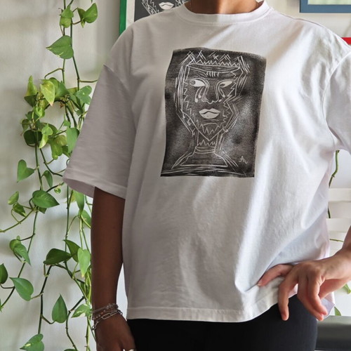 Terranova Frida Kahlo hand screen-printed T-shirt, XS men, white