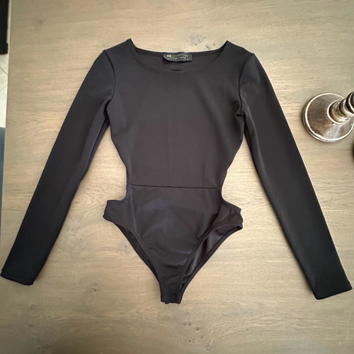 BSB bodysuit used, black with lemon cut and open back