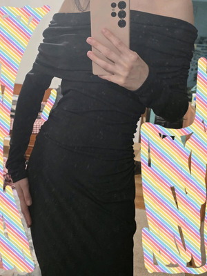 Black long dress new, custom made, XS