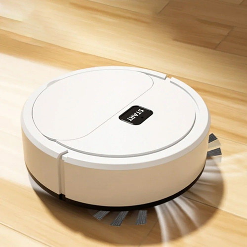 Smart scale and small robot vacuum used, white