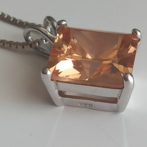 Silver 925 Necklace with Orange Citrine Pendant like new