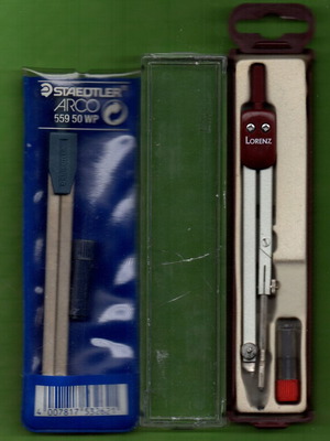 Two compasses Stadler and Lorenz with cracked plastic cap