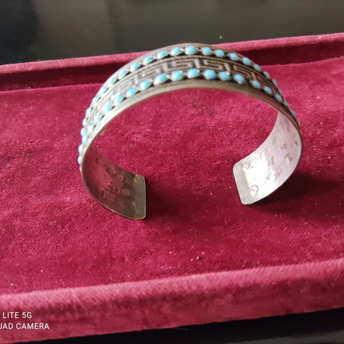 Silver 935 bracelet handmade with turquoise new