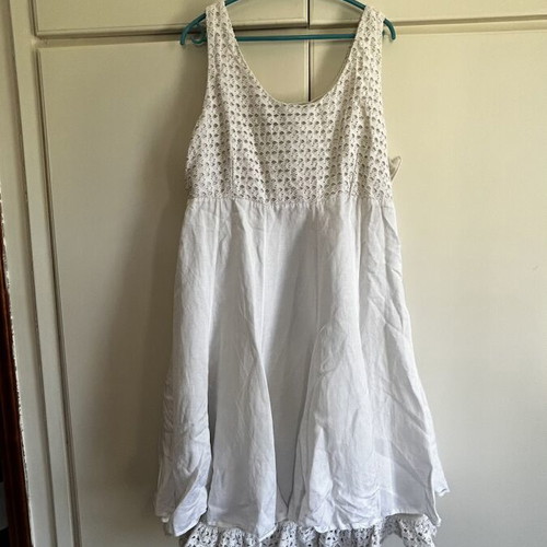 Forel white plus size boho dress with crochet and lace, like new