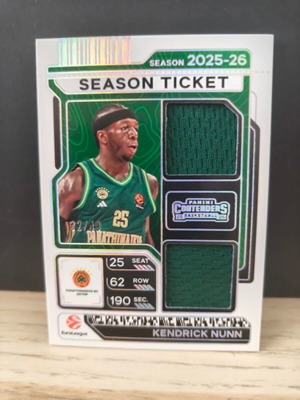 2025-26 Panini Contenders Euroleague Panathinaikos Kendrick Nunn Dual Jersey