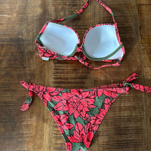 United Colors of Benetton floral bikini set, pink and green, XS