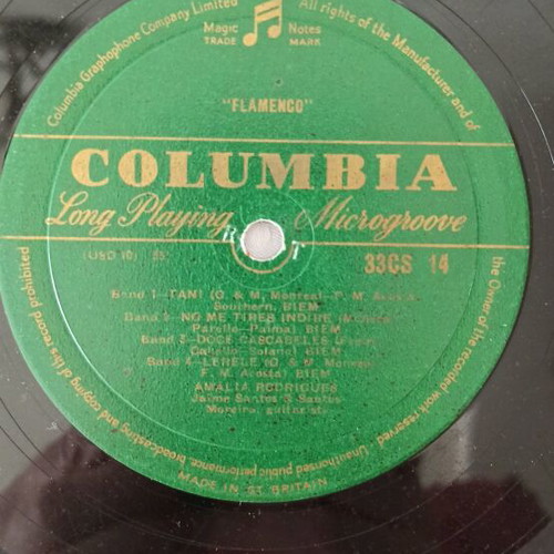 Amália Rodrigues LP used, Fado Flamenco Columbia 33CS 14