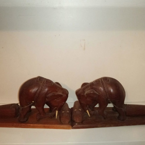 Vintage wooden bookends pair used
