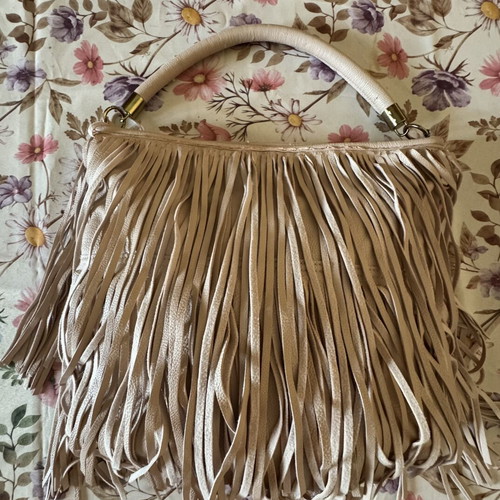 Boho H&M bag with fringes like new, beige