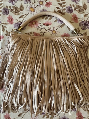 Boho H&M bag with fringes like new, beige