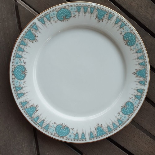 Noritake Bluetide 2256 dinner plates set of 4 used, Japan