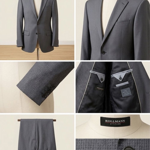 Rollmann Attitude men's suit, steel blue slate, slim fit