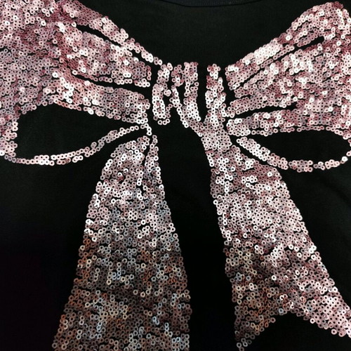 Anel mako blouse like new with pink sequin bow and open back