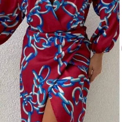 Zara dress new, burgundy with blue, size S-M