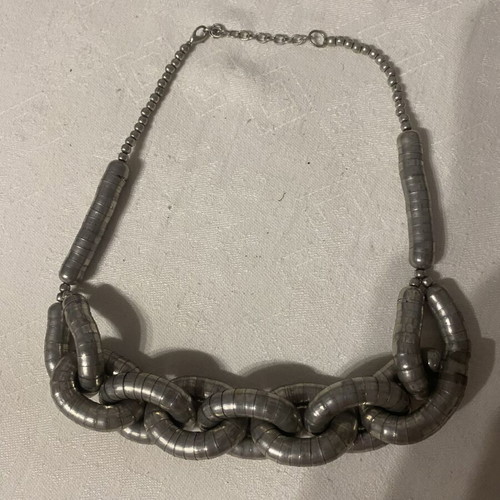 Chunky Statement Necklace silver metal, like new