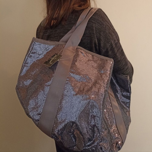 Accessorize shoulder bag new, grey silver with glitter