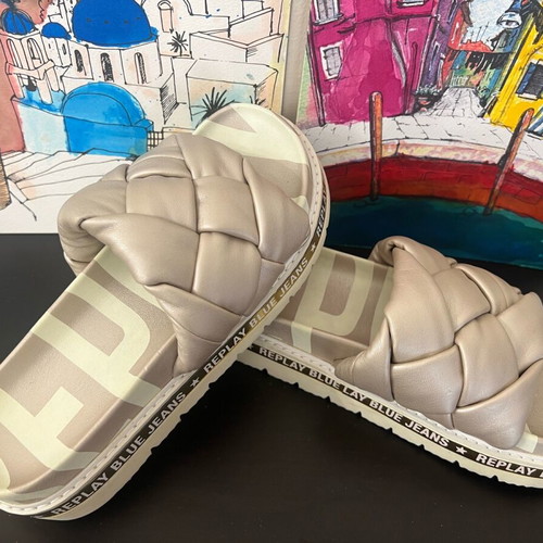 Leather women's Replay sandals beige metallic, new size 36