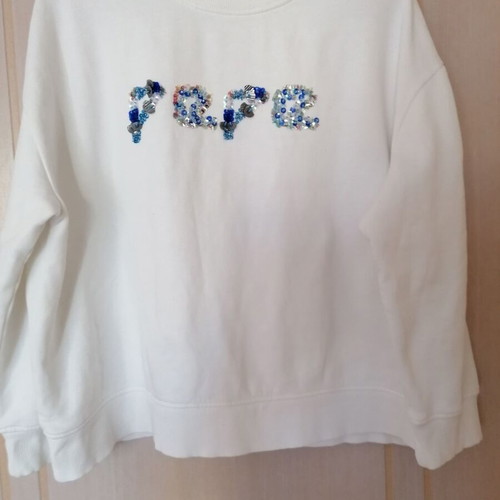 Pepe Jeans sweatshirt XL, white with bead decoration