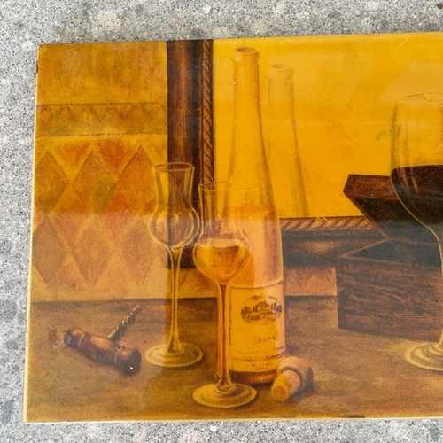 Ceramic tile with wine design
