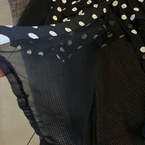 Women's black shirt with white polka dots, like new, size XL