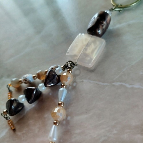 Keychain purse charm new, brown tones